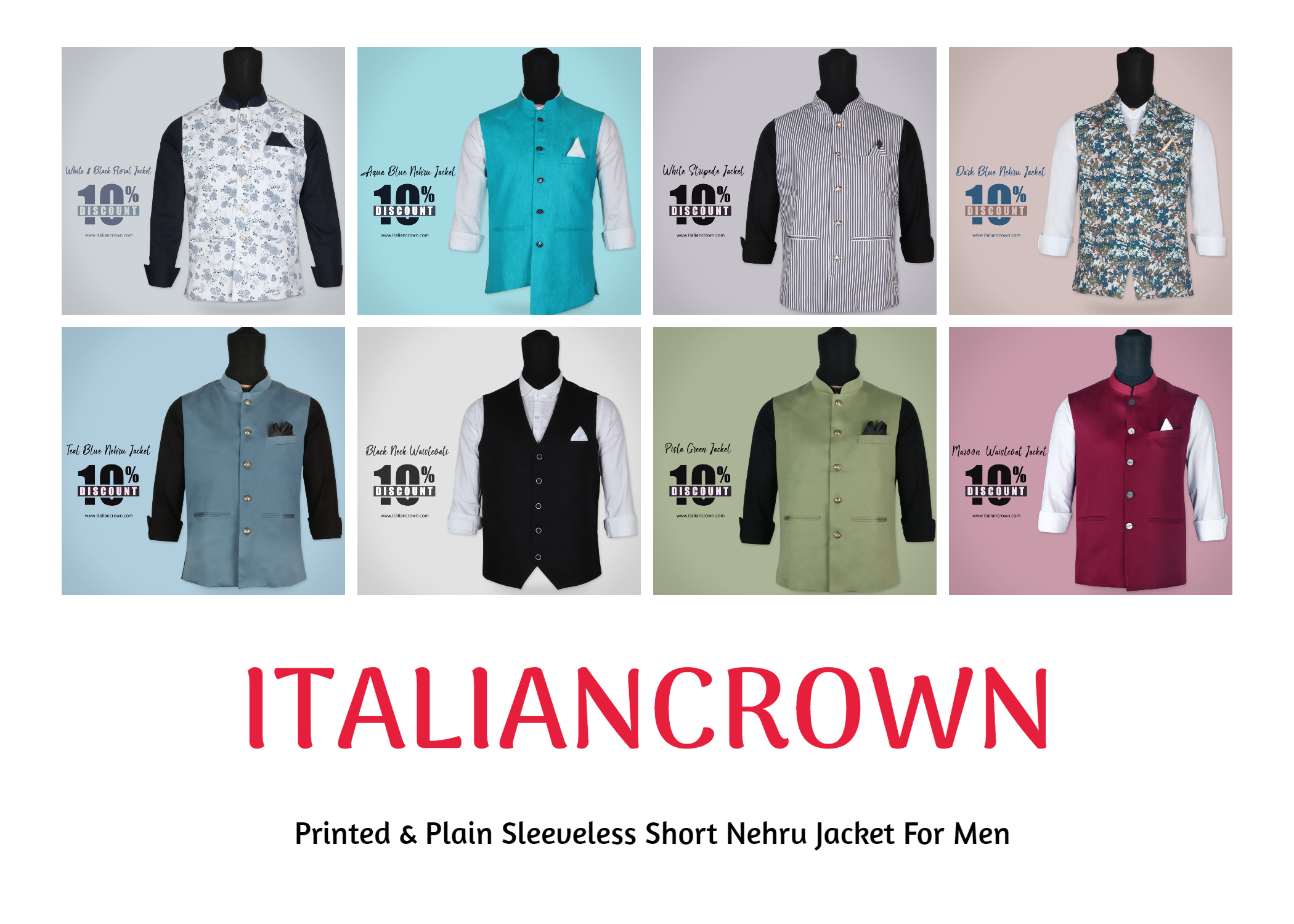 Printed & Plain Sleeveless Short Nehru Jacket For Men â€“ ItaliancrownBuy and SellClothingSouth DelhiAshram