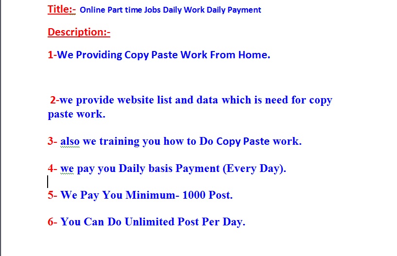 Online Part Time Jobs Daily Work Daily PaymentJobsPart Time TempsNorth Delhi