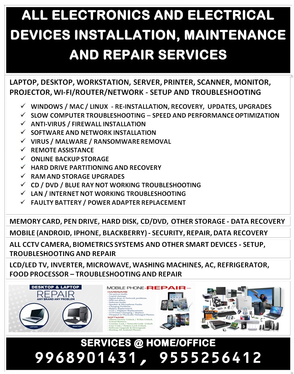 ELECTRONICS DEVICES REPAIRING SERVICEComputers and MobilesLaptop Mobiles Computer RepairingNorth DelhiPitampura