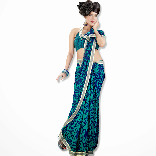 bright color saree pattern