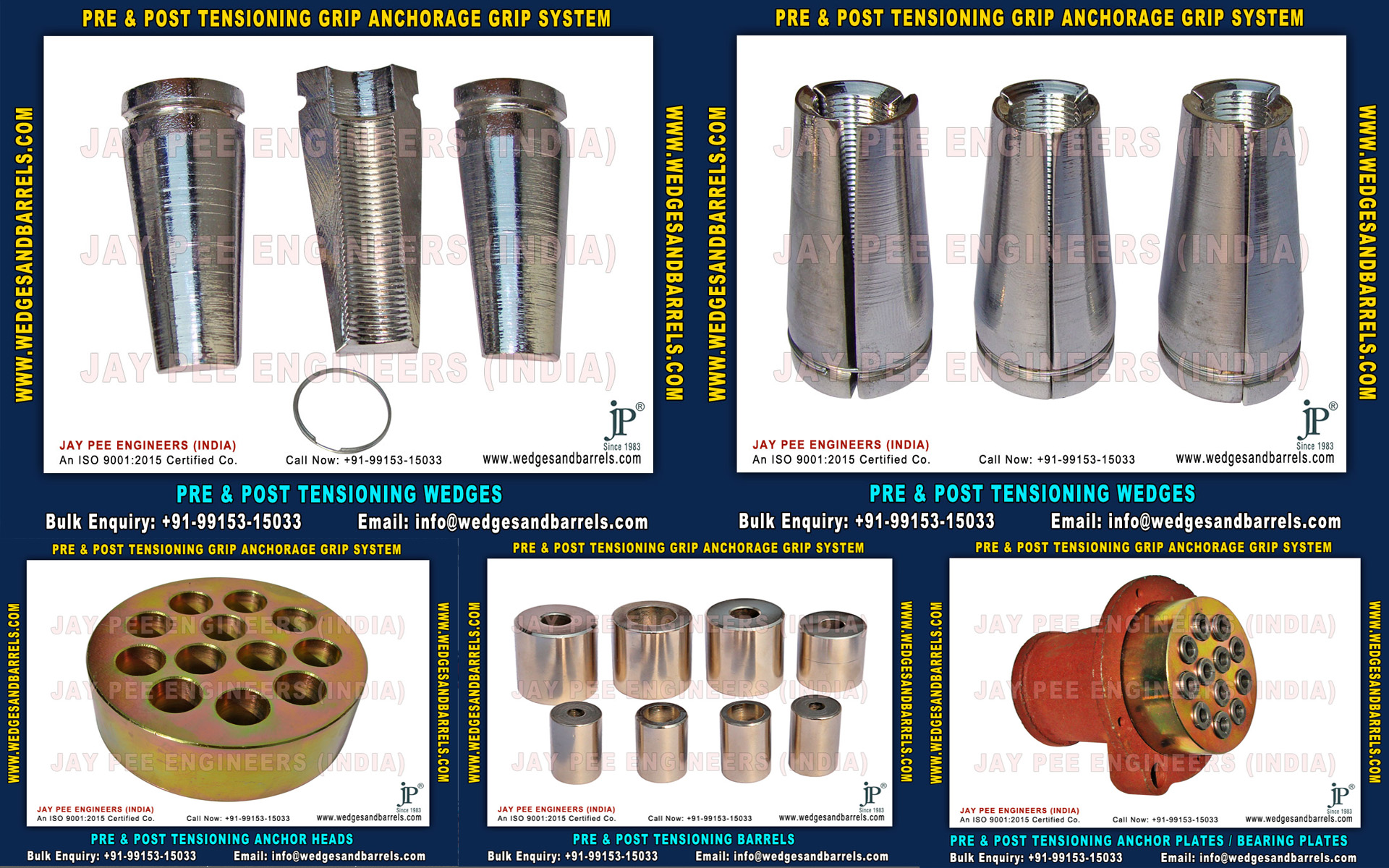 Post Tensioning wedges and barrels, pre stressed anchor grip system, anchor heads plates manufacturers exportersManufacturers and ExportersIndustrial SuppliesAll Indiaother