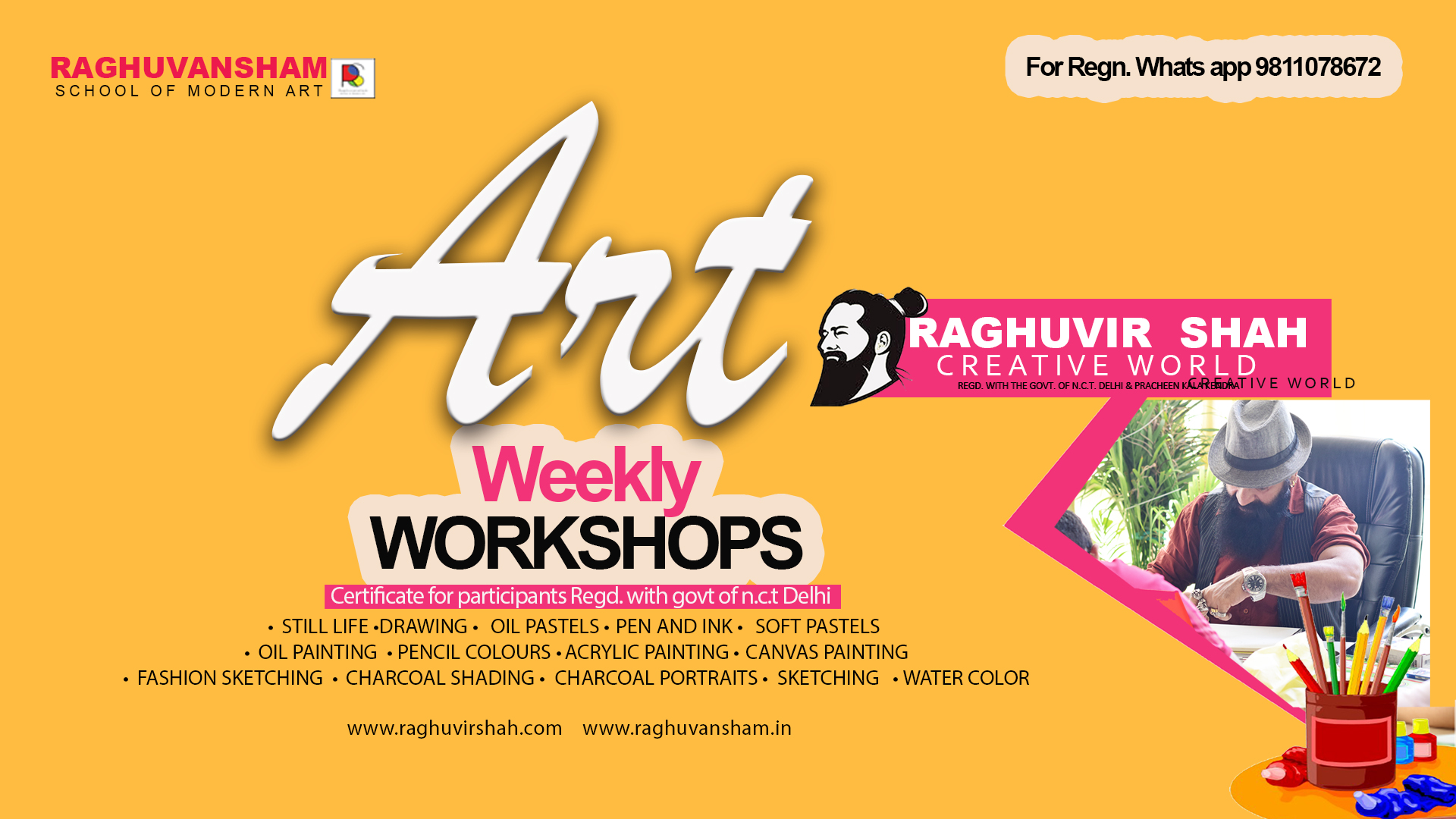 Art Workshop with Raghuvir Shah Sir at Raghuvir Shah Creative World at Raghuvansham School of Modern ArtEducation and LearningWorkshopsWest DelhiPunjabi Bagh