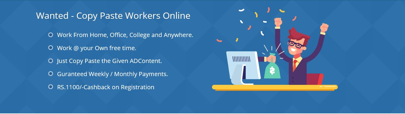Online Copy Paste Jobs - Work form Home at your Free time