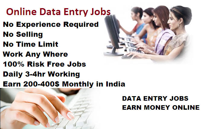 Online Jobs, Part time Jobs, full time jobs, form filling jobs, Data Entry Jobs Earn Rs.300 - 600 Per day