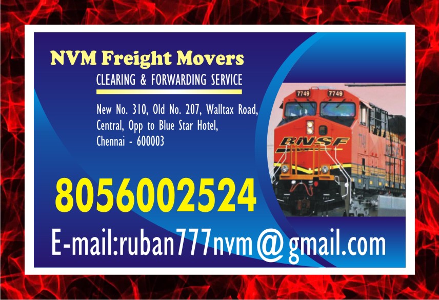 NVM freight Movers No. one in Chennai Freight Movers | 940 | Rs 7/-  per KGServicesMovers & PackersAll Indiaother