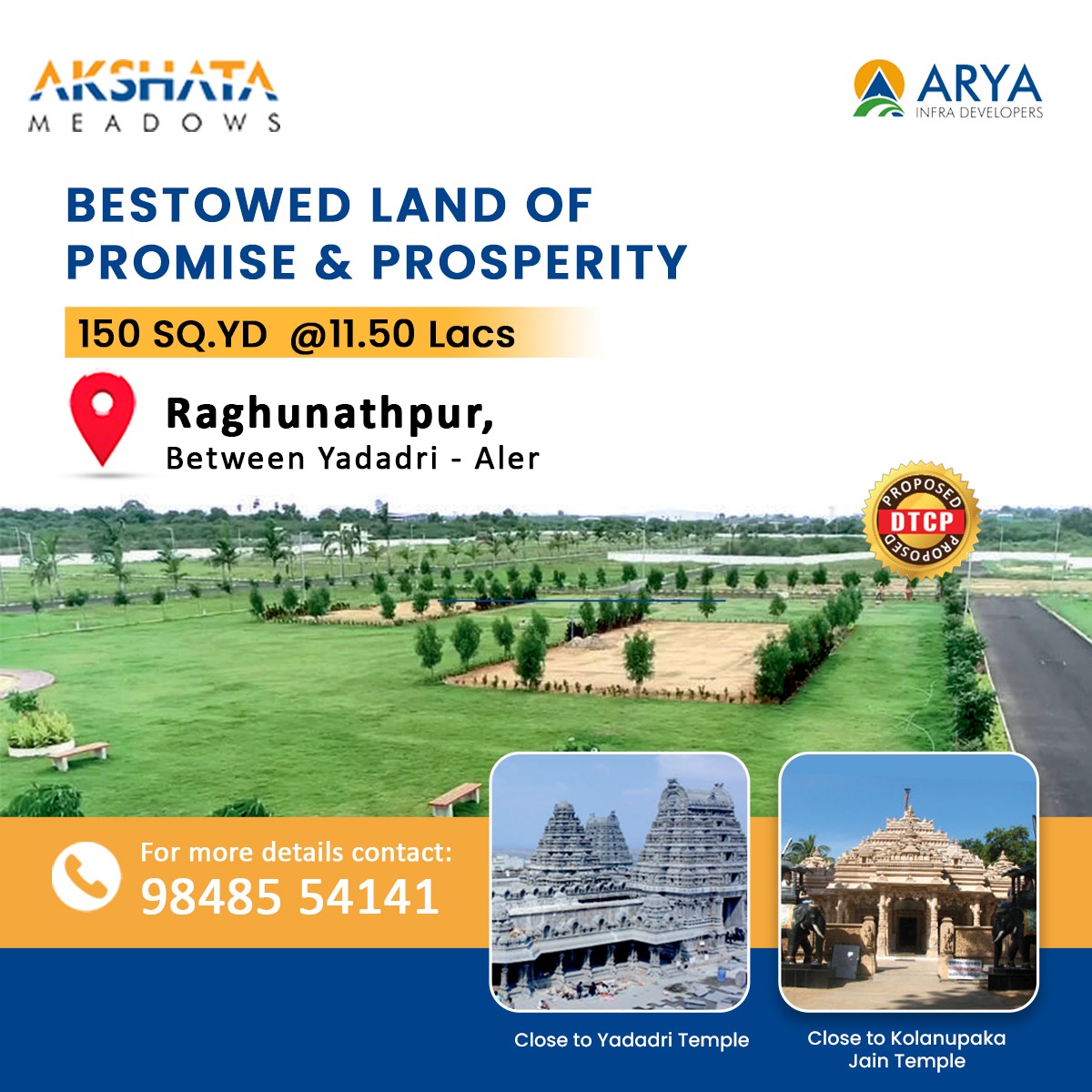 Akshata Meadows Open plots for Sale at Raghunathpur Arya Infra in Hyderabad.Real EstateLand Plot For SaleAll Indiaother