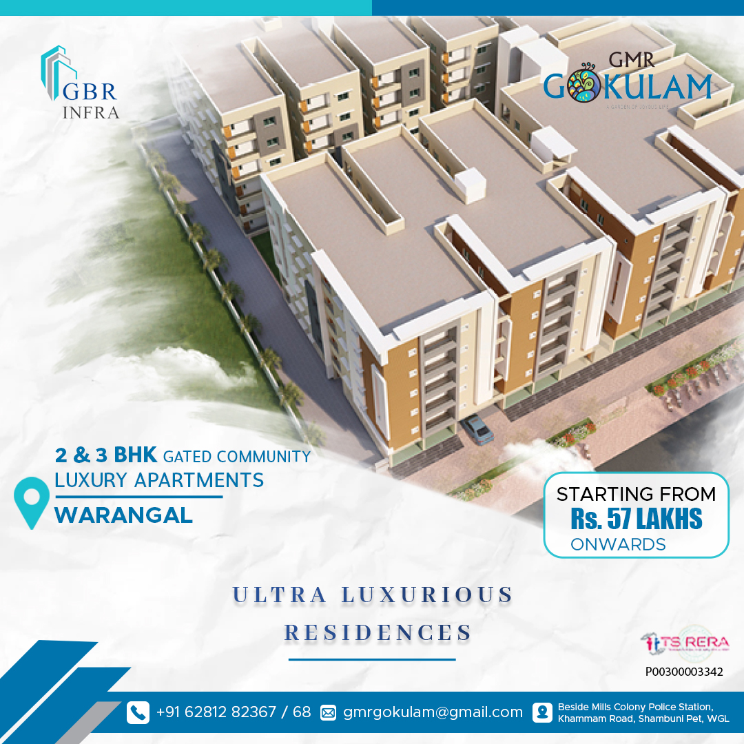 Gated community apartments in warangal | GBR InfraReal EstateApartments  For SaleWest DelhiRohini