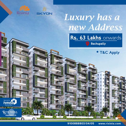 2&3BHK Flats in Bachupally for Sale | skyon by RisiniaReal EstateApartments  For SaleAll Indiaother
