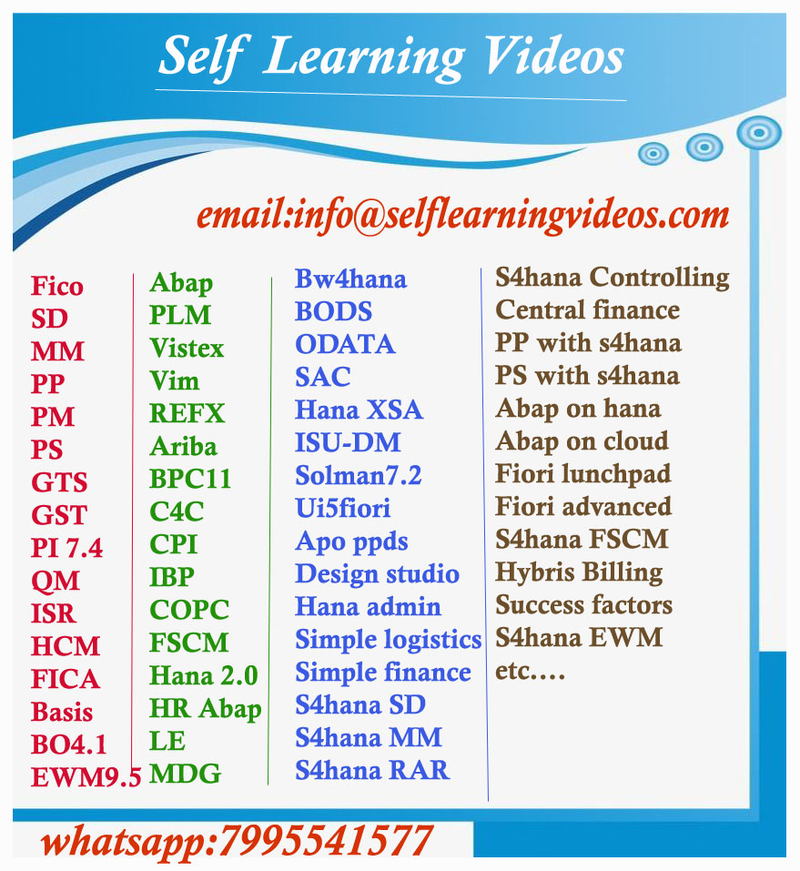 SAP VIDEOSEducation and LearningProfessional CoursesAll Indiaother