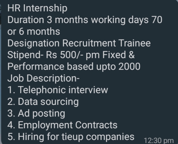 Humam resources intern