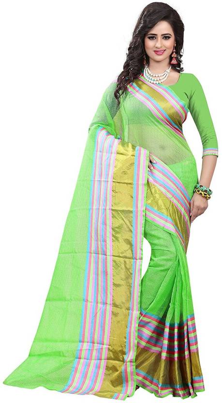 Striped Bollywood Polycotton Saree @ Rs.150