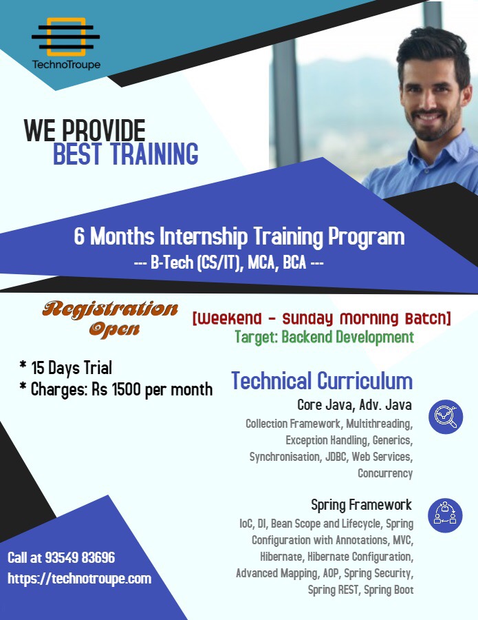 6 Months Internship for BTech CS/IT & MCA