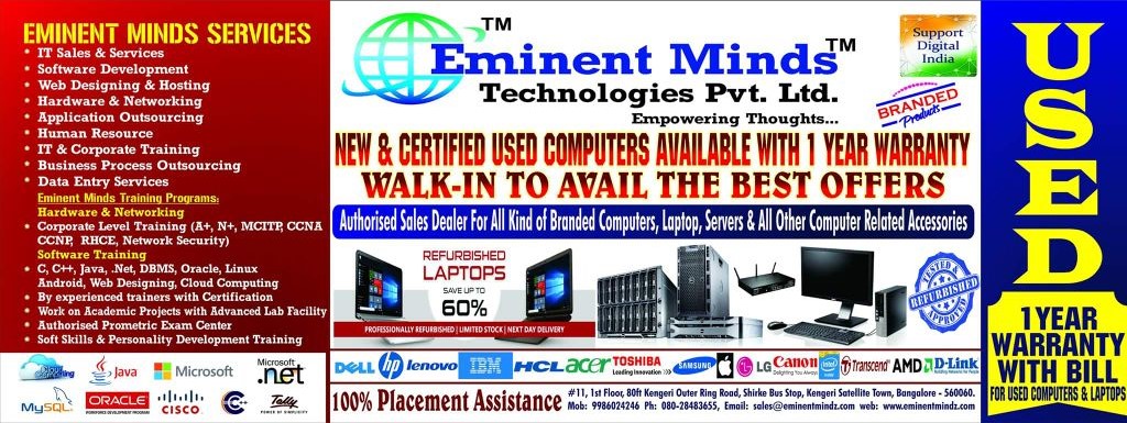 MEGA OFFER ( Discounts upto 60% on New Price) ON USED LAPTOPS & DESKTOPSElectronics and AppliancesAccessoriesAll Indiaother