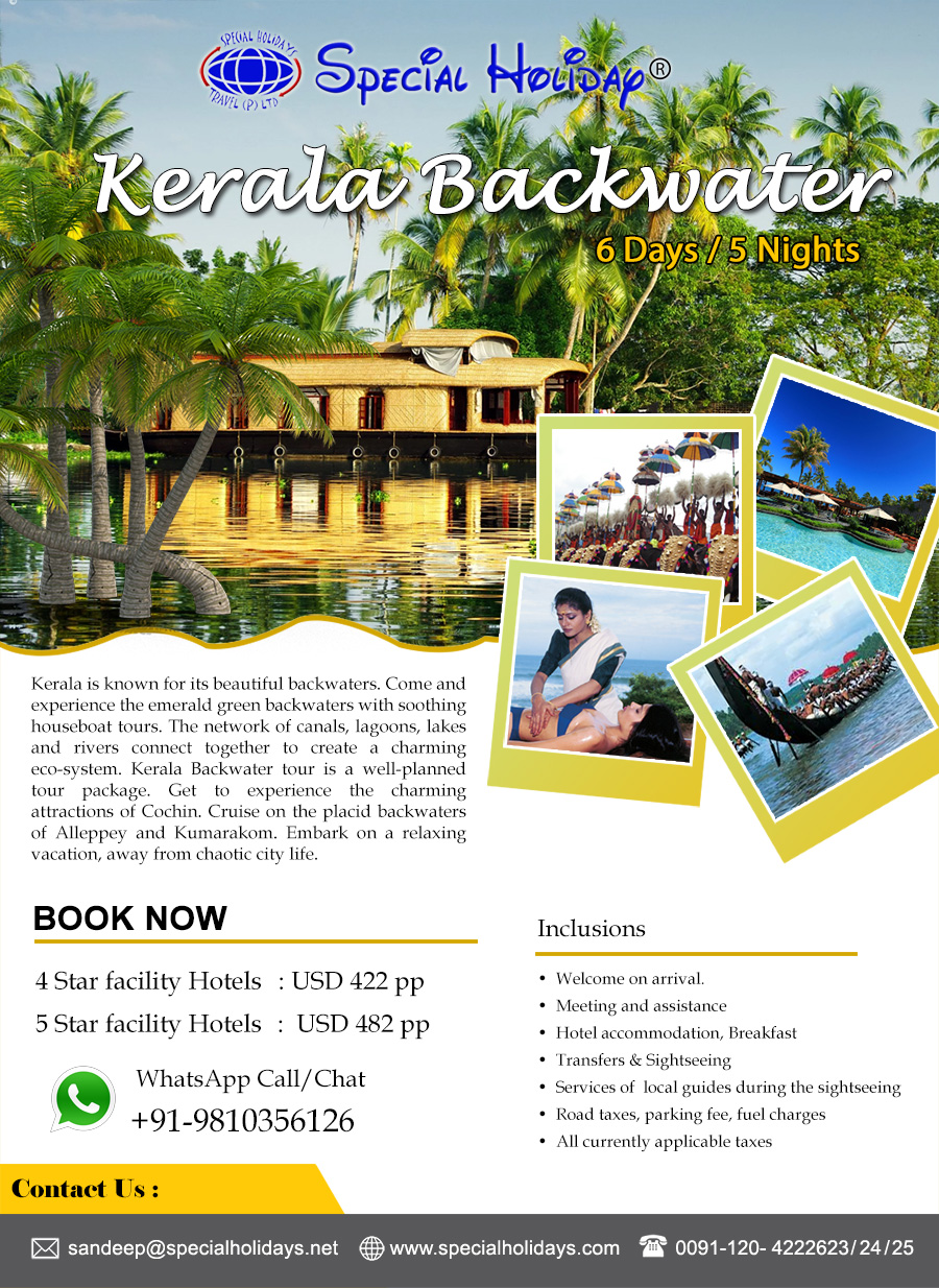 Book Kerala Backwaters Holiday Package & Get Best Price GuaranteeTour and TravelsTour PackagesNoidaNoida Sector 2