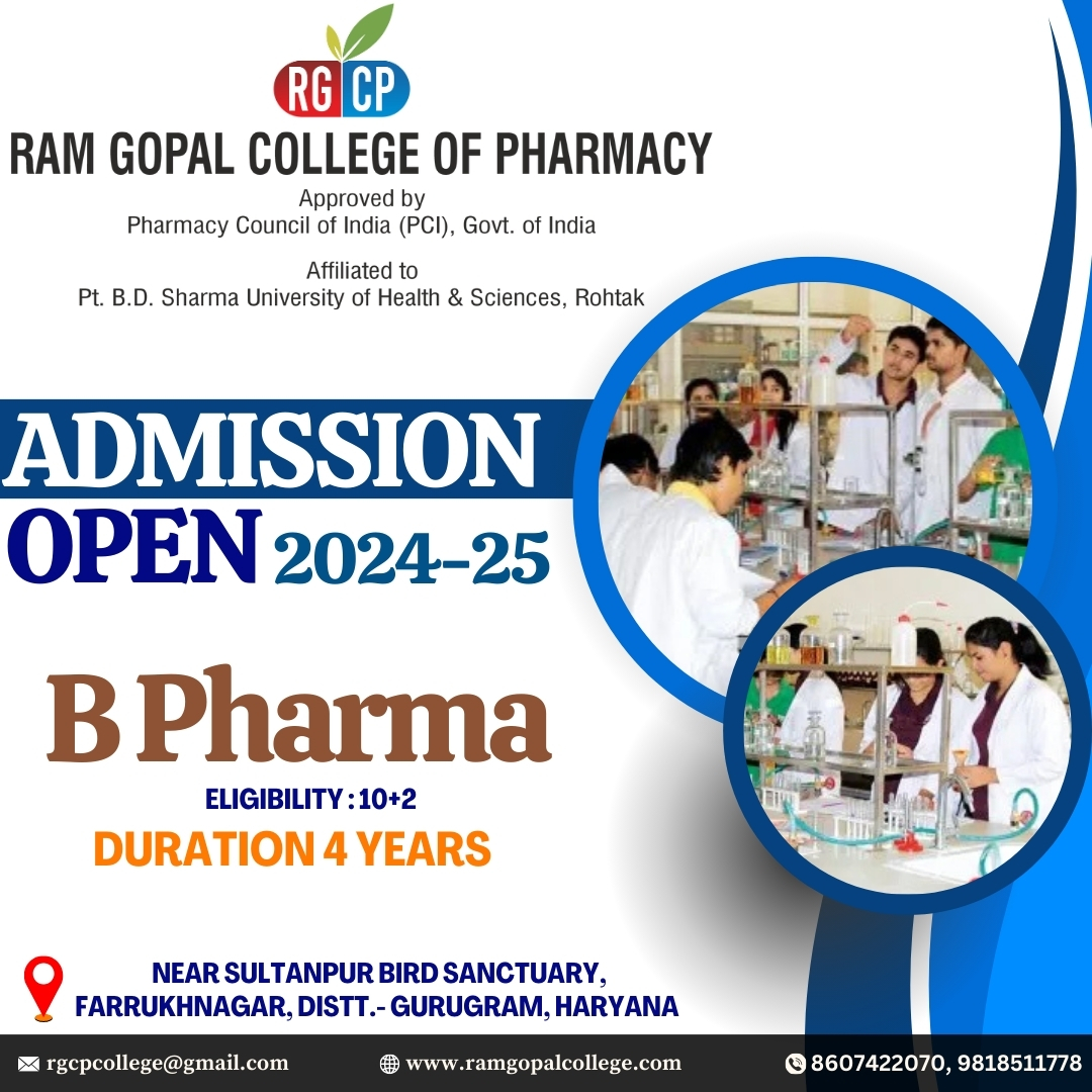 B.Pharm Admission Open 2024-2025 in Delhi NCR 9818511778OtherAnnouncementsGurgaonNew Colony