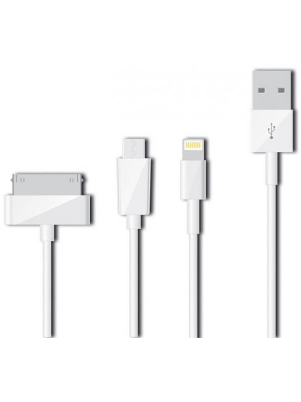 Portronics 3-In-1 USB Cable - Mini USB, Micro USB & Apple 30-Pin Connector