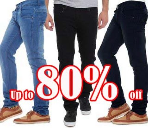 Save Upto 80% Off on MRP on Mens Jeans+ up to 20% Cashback
