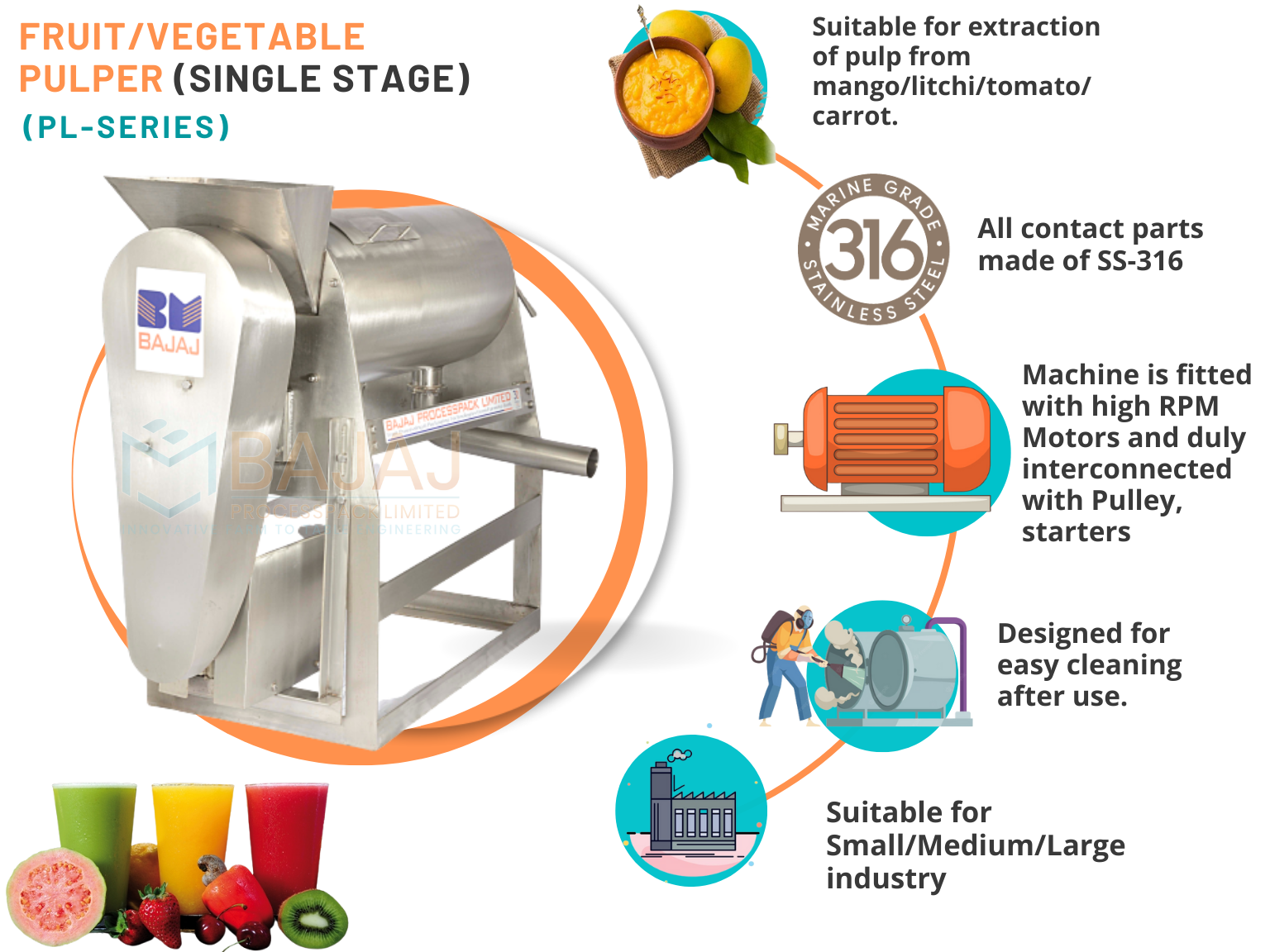 Fruits and Vegetable Pulp, Juice Extraction Machine ManufacturerServicesGhaziabad