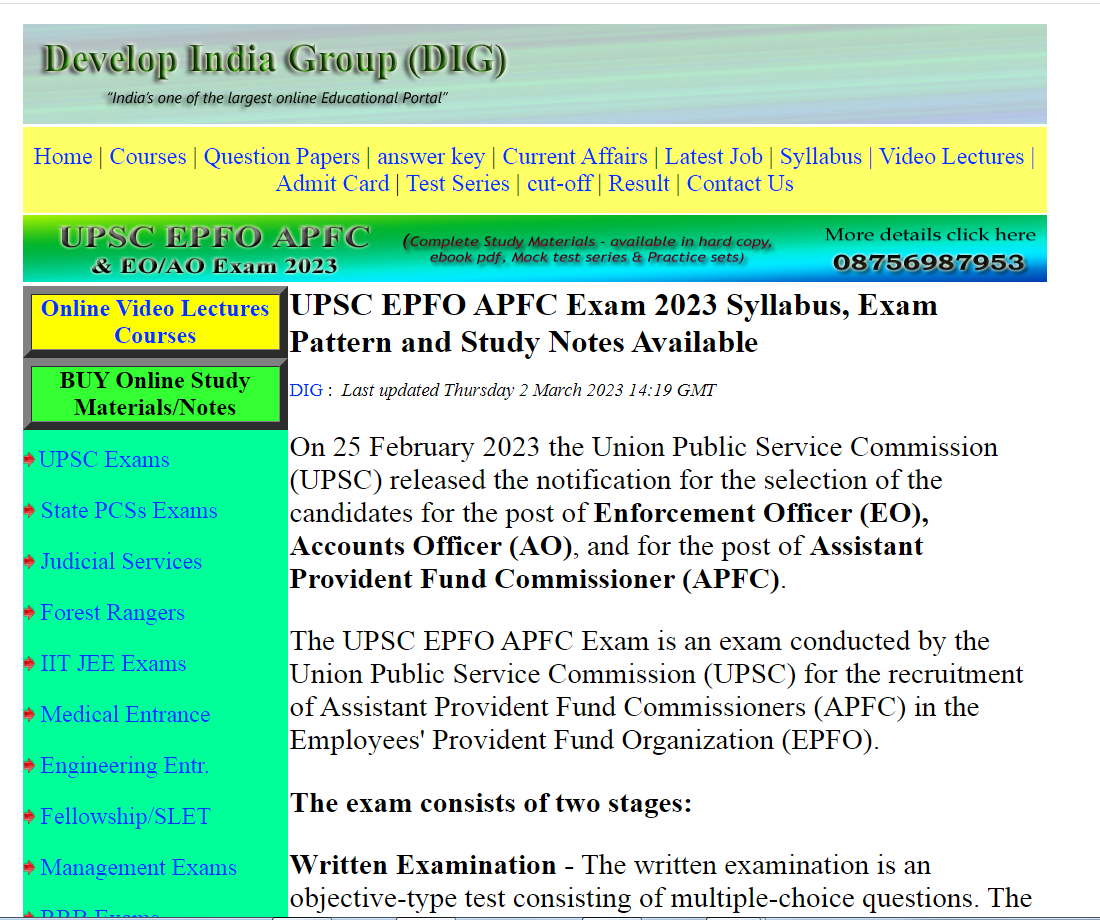 UPSC EPFO APFC Exam 2023 Syllabus, Exam Pattern and Study Notes AvailableServicesAdvertising - DesignNoidaNoida Sector 16