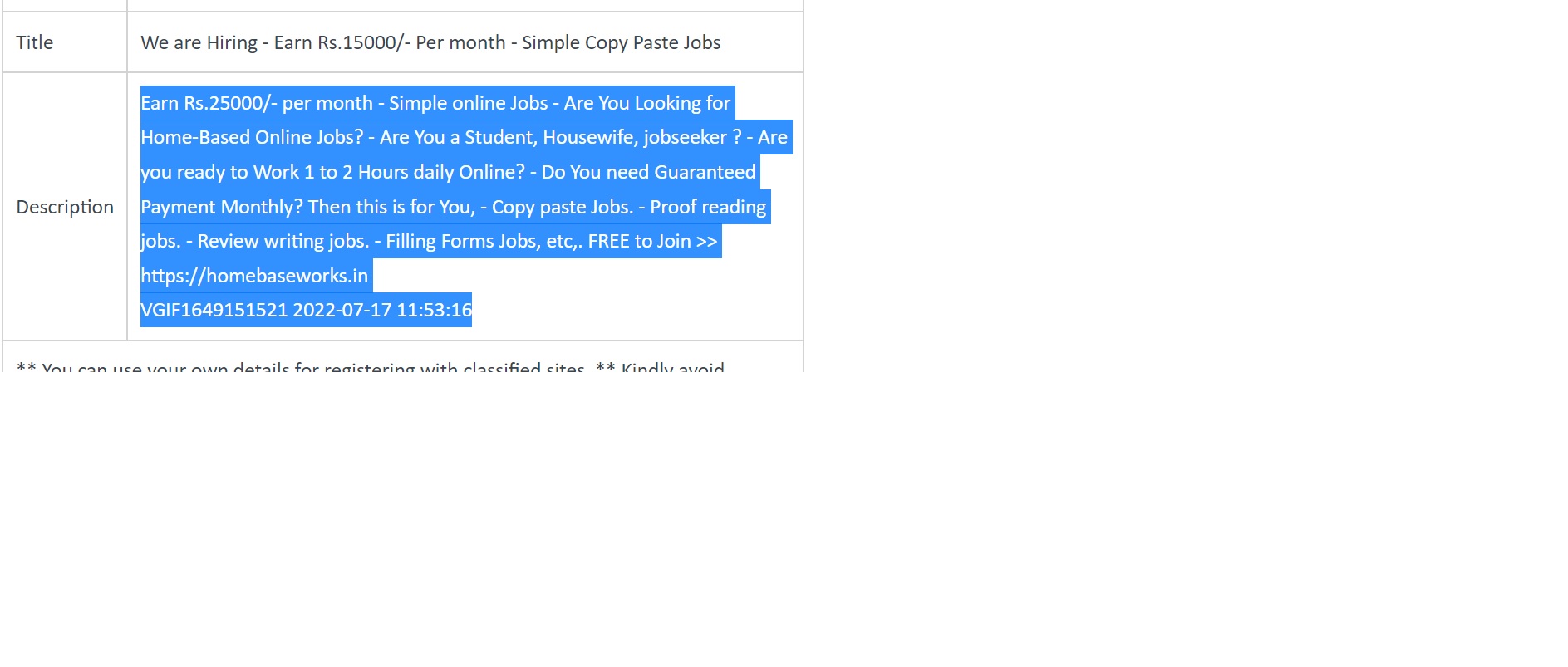 We are Hiring - Earn Rs.15000/- Per month - Simple Copy Paste Jobs