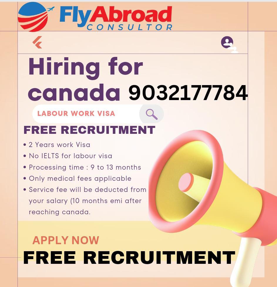 Jobs in canada, only medical fee, Processing free, Service fee will deducted from your salary once you start working in Canada, No additional charges.
