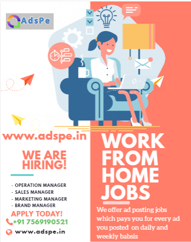 Don't miss earn online with Ad posting jobsJobsAdvertising Media PRAll Indiaother