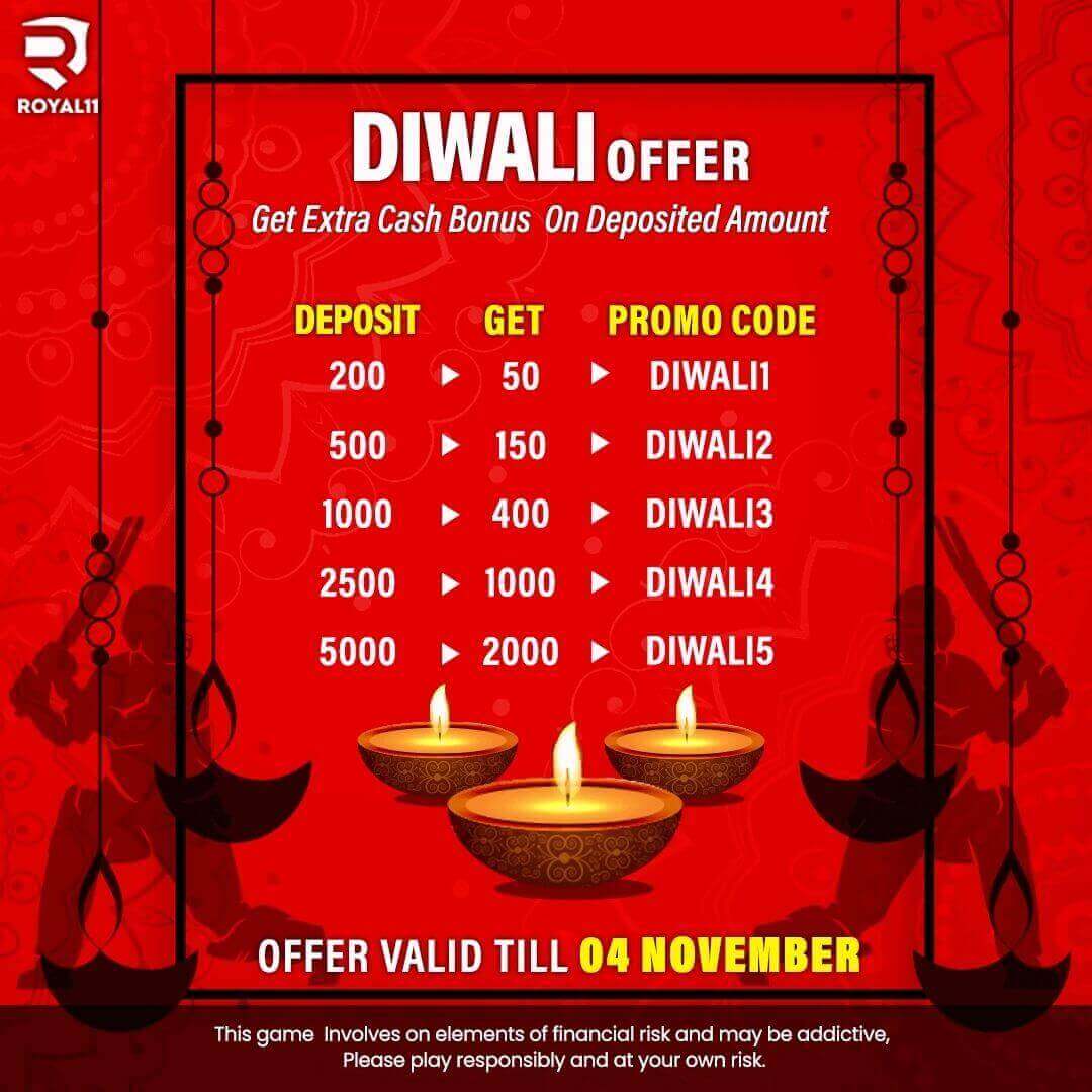 Royal11 Diwali Cash Bonus Offer
